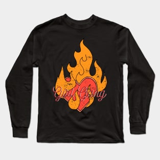 Girl Gang Flame Design Long Sleeve T-Shirt